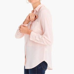 J. Crew Silk Pink Long Sleeve Button Down Classic Timeless Relaxed Shirt 4 S